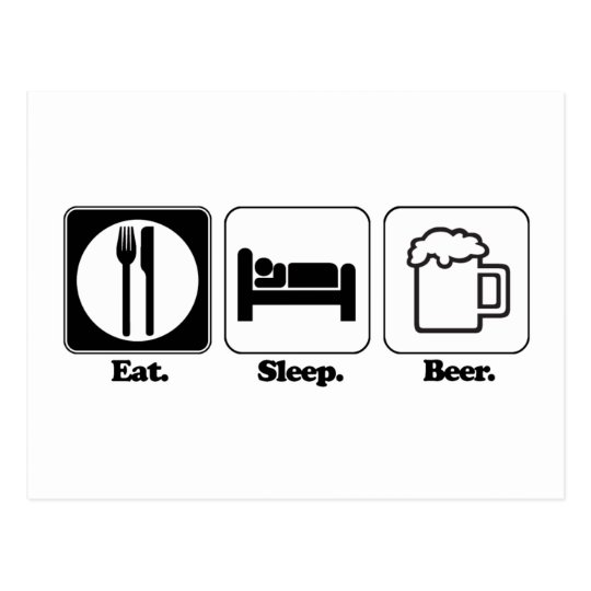 eat sleep beer postcard