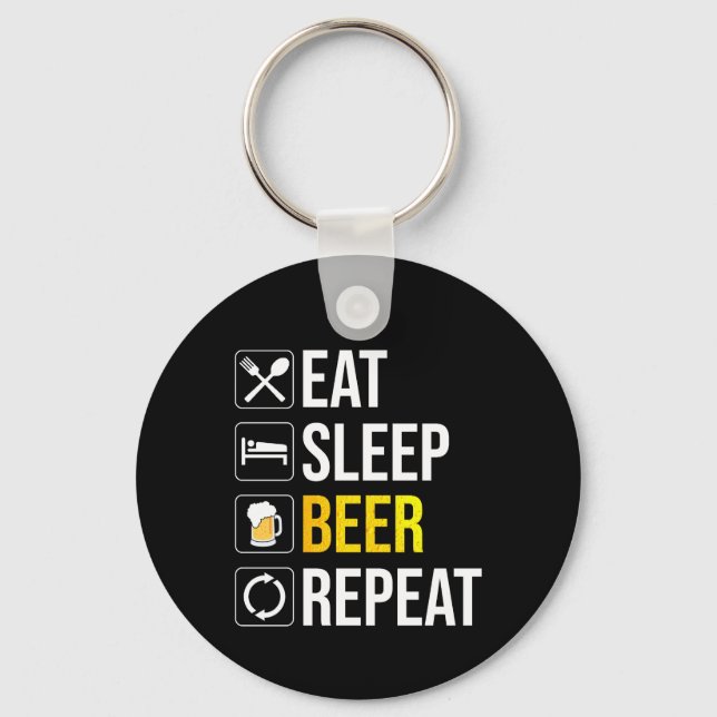 Eat Sleep Beer Repeat Keychain (Front)