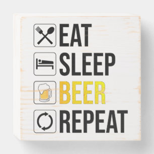 Eat Sleep Beer Repeat Wooden Box Sign