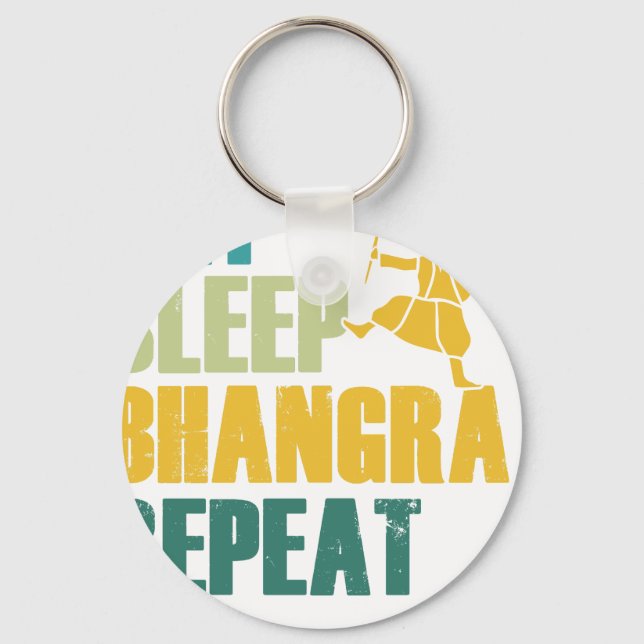 Eat Sleep Bhangra Repeat Funny Dancing Punjabi Keychain (Front)