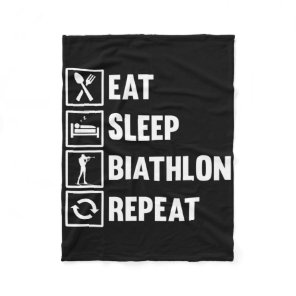 Eat Sleep Biathlon Repeat Motive For A Biathlete 2 Fleece Blanket