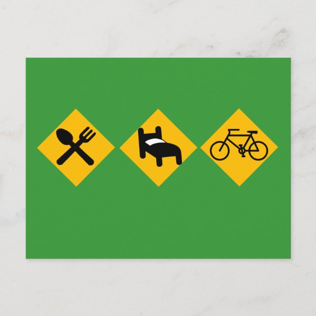 Eat Sleep Bicycle Road Signs Postcard (Front)