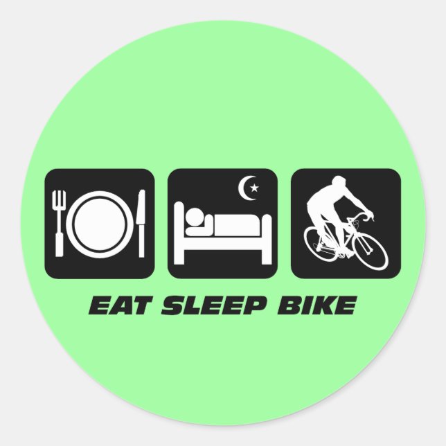 Eat sleep bike classic round sticker (Front)
