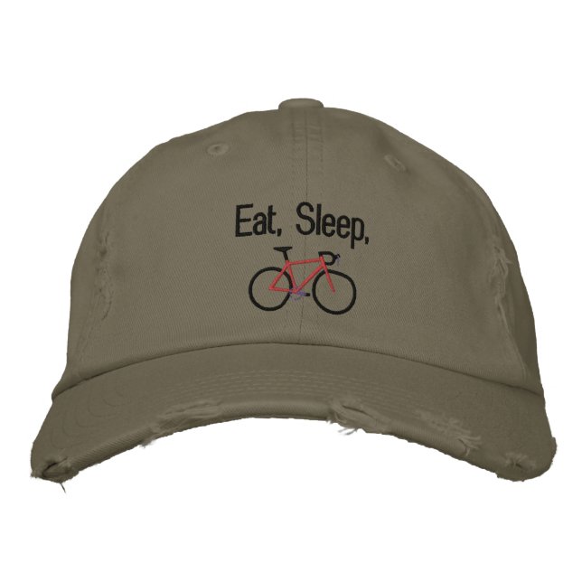 Eat, Sleep, Bike Embroidered Baseball Hat (Front)