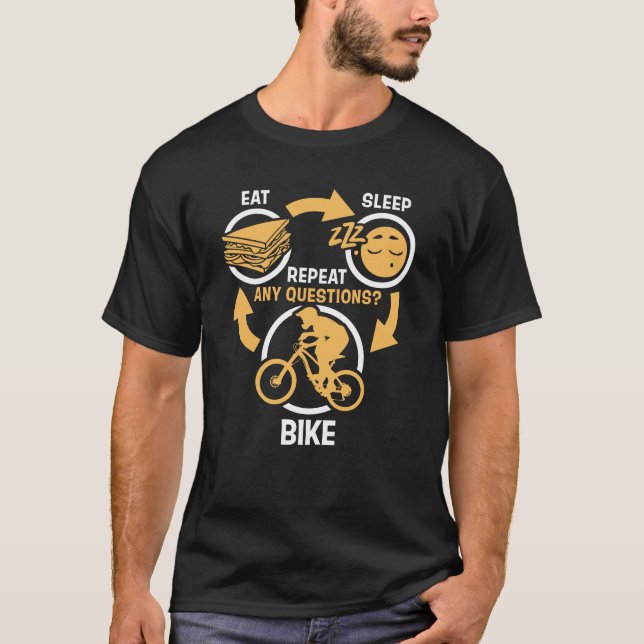 Eat Sleep Bike Repeat - Funny Biking T-Shirt (Front)