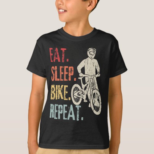 Eat Sleep Bike Repeat Retro Bike Mountain Biker T_Shirt