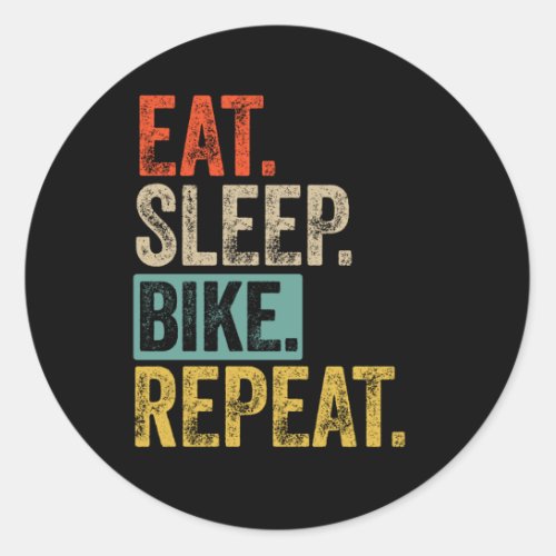 Eat sleep bike repeat retro vintage classic round sticker
