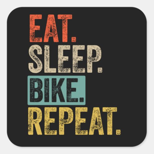 Eat sleep bike repeat retro vintage square sticker