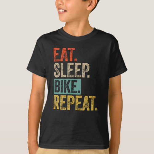 Eat sleep bike repeat retro vintage T_Shirt