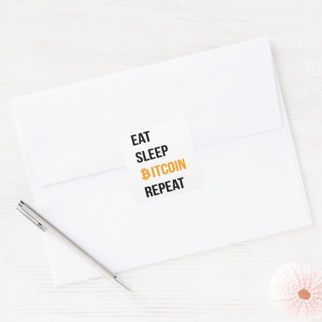 Eat Sleep Bitcoin Repeat  Square Sticker (Envelope)