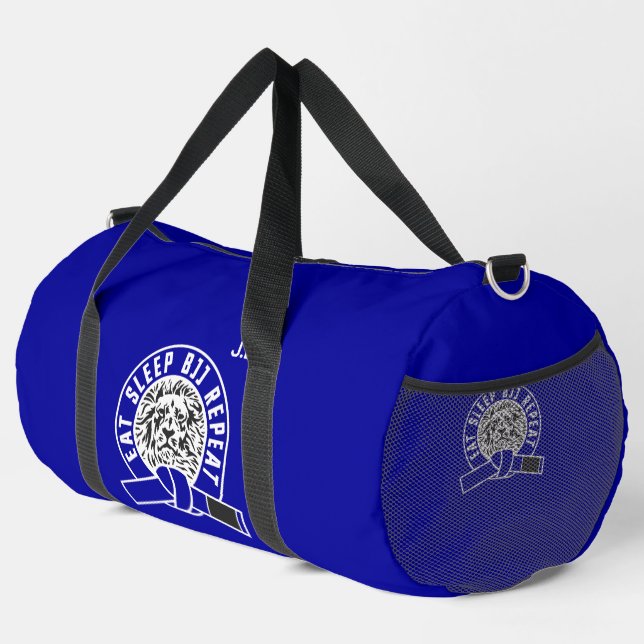 Eat Sleep BJJ Repeat - Blue Belt "Customizable" Duffle Bag (Right Corner)
