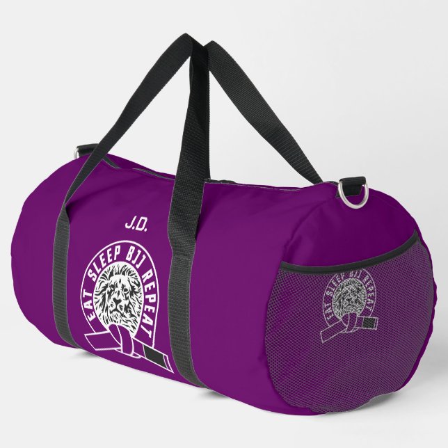 Eat Sleep BJJ Repeat - Purple Belt "Customizable" Duffle Bag (Right Corner)