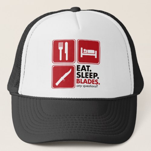 Eat Sleep Blades _ Red Trucker Hat