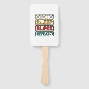 Eat Sleep Block Repeat Football Vintage Shirt Desi Hand Fan
