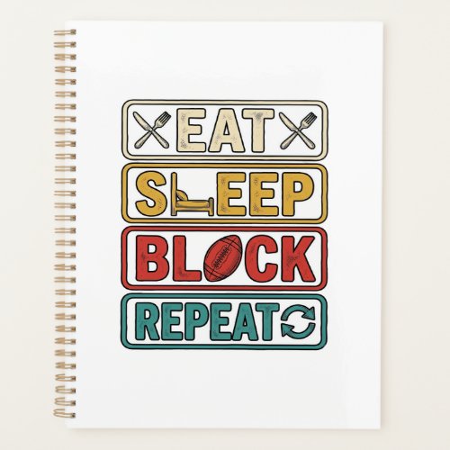 Eat Sleep Block Repeat Football Vintage Shirt Desi Planner