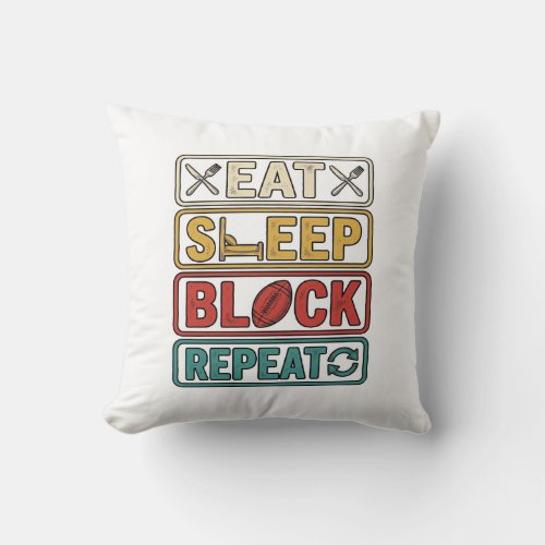 Eat Sleep Block Repeat Football Vintage Shirt Desi Throw Pillow