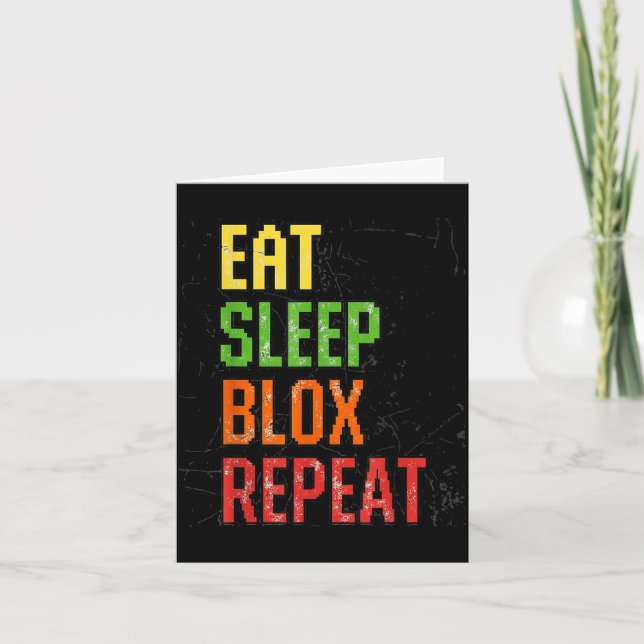 Eat Sleep Blox Repeat, Blox Gaming, Funny Blox Cos Card (Front)