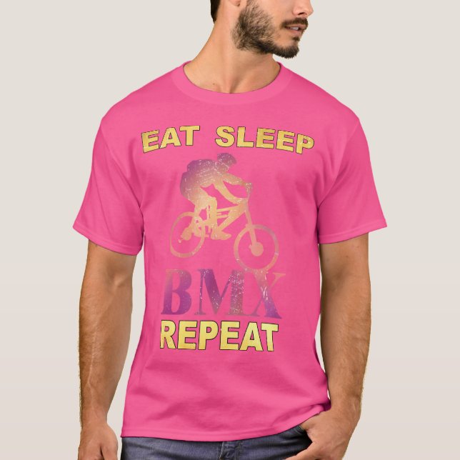 Eat Sleep Bmx Repeat Bicycle Bike Funny Motocross T-Shirt (Front)