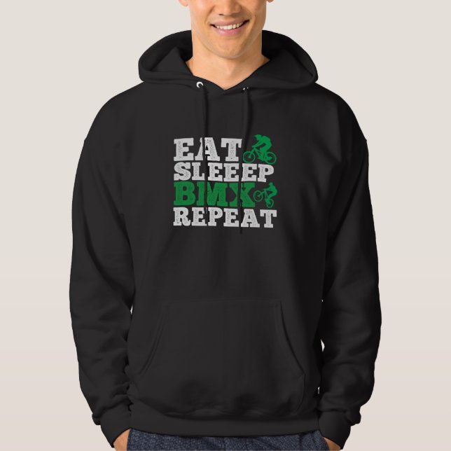 Eat Sleep Bmx Repeat  Bmx Rider Hoodie (Front)