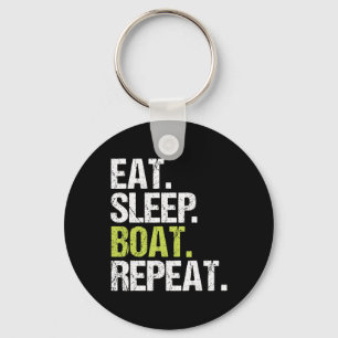 Eat Sleep Boat Repeat Shirt Boating Sailor Christm Keychain