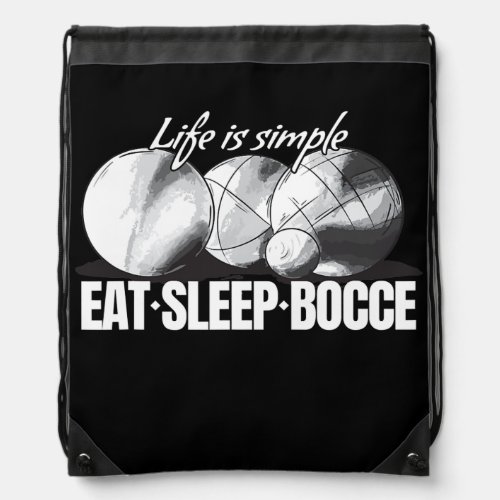 Eat Sleep Bocce Ball Set with Jack Bocci Game Drawstring Bag