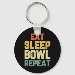 Eat Sleep Bowl Repeat Bowling Bowler Vintage Keychain