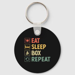 Eat Sleep Box Repeat Boxer Sports Strength Athlete Keychain