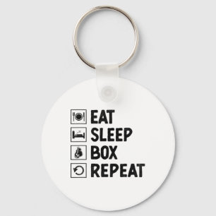 Eat Sleep Box Repeat Boxer Sports Strength Athlete Keychain