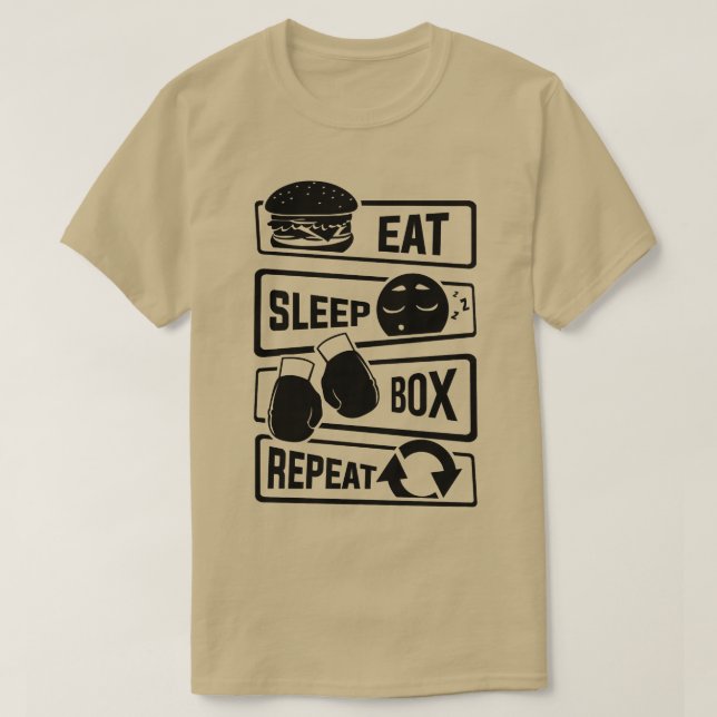 Eat Sleep Box Repeat Boxing Boxer Uppercut Jab T-Shirt (Design Front)