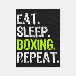 Eat Sleep Boxing Repeat Box Coach Fan Funny Fleece Blanket
