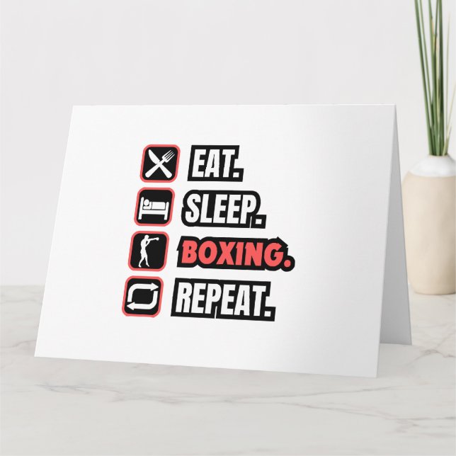 Eat Sleep Boxing Repeat Card (Front)