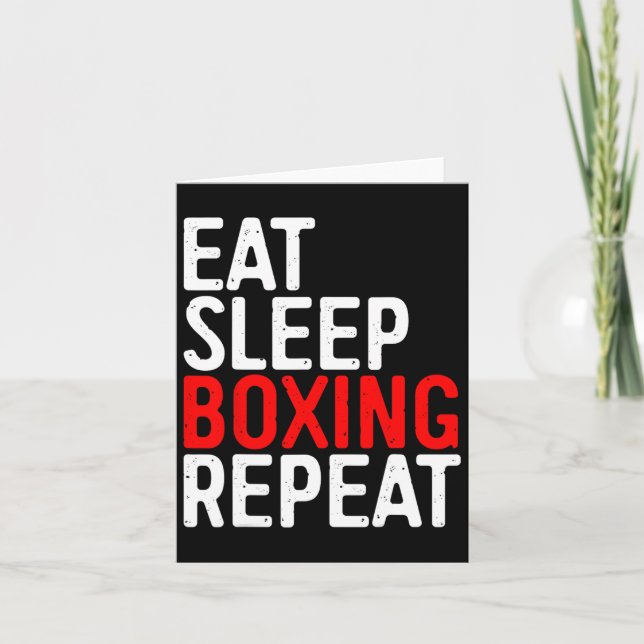 Eat Sleep Boxing Repeat Funny Boxer Shirt  Card (Front)