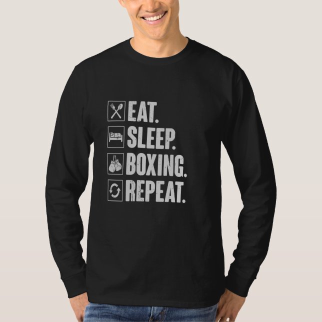 Eat Sleep Boxing Repeat - Funny Retro Man Boxing G T-Shirt (Front)