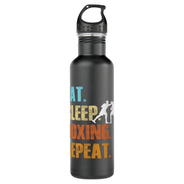 Eat Sleep Boxing Repeat Funny Sports Boxer Stainless Steel Water Bottle (Front)