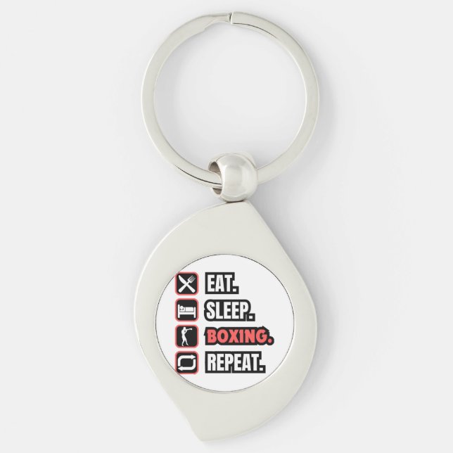 Eat Sleep Boxing Repeat Keychain (Front)