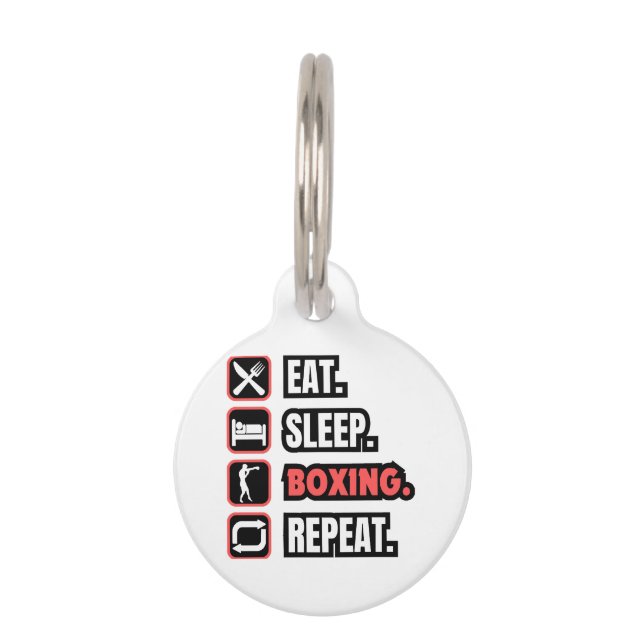 Eat Sleep Boxing Repeat Pet ID Tag (Front)