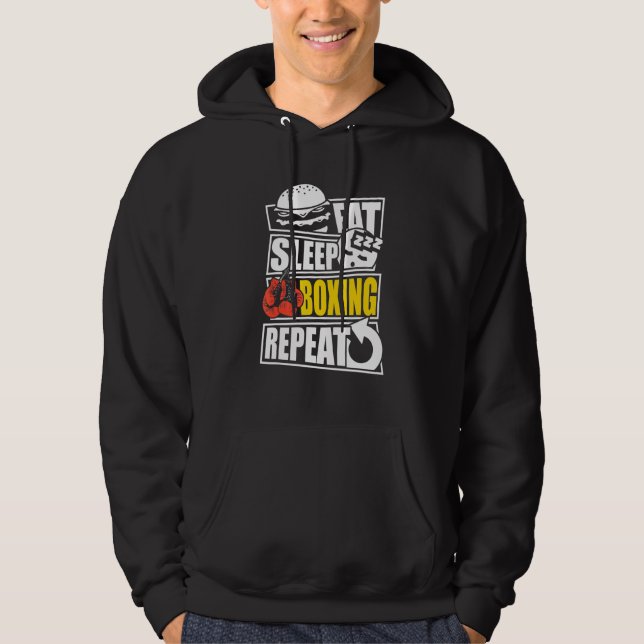 Eat Sleep Boxing Repeat player or coach Hoodie (Front)