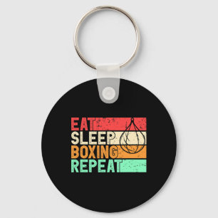 Eat Sleep Boxing Repeat Retro Mma Fighter Kickboxi Keychain