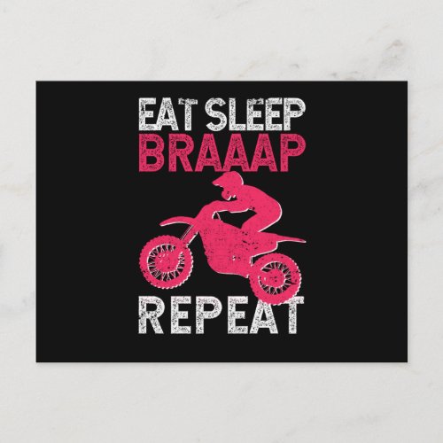 Eat Sleep Braap Repeat Funny Dirt Bike Motocross Postcard