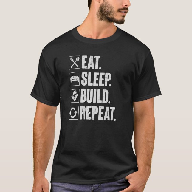 Eat Sleep Build Repeat   Master Builder Block T-Shirt (Front)