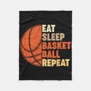 Eat Sleep Bysketbyll Repeat For Player Vintage Fun Fleece Blanket