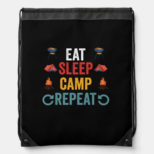 Eat sleep camp drawstring bag