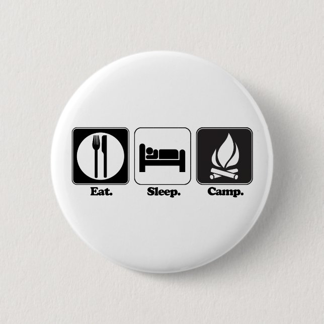eat sleep camp pinback button (Front)