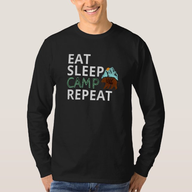 Eat Sleep Camp Repeat Campers Hiking  Camping T-Shirt (Front)