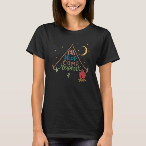 eat sleep camp repeat campfire bushcraft outdoor h T_Shirt