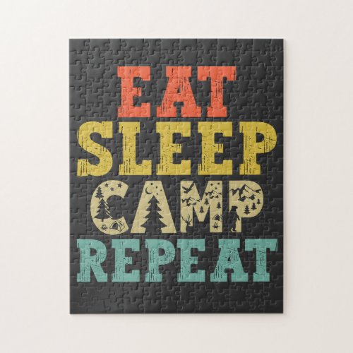 Eat Sleep Camp Repeat Camping Lover Jigsaw Puzzle