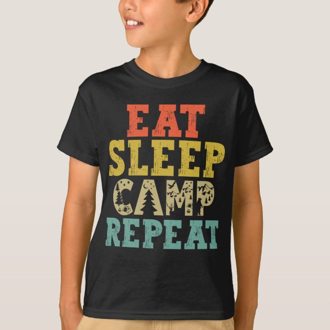 Eat Sleep Camp Repeat Camping Lover T-Shirt (Front)