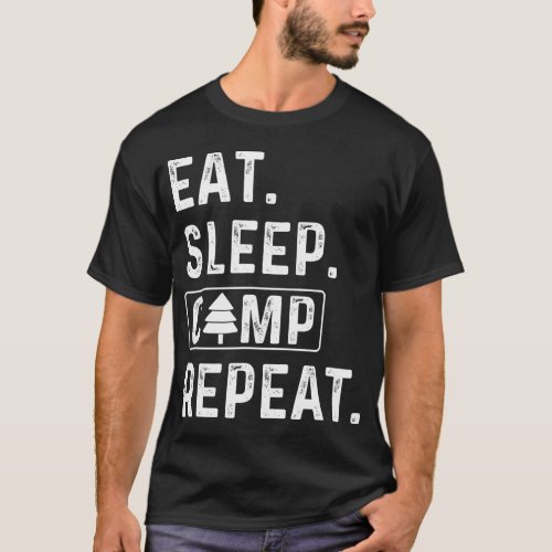 Eat Sleep Camp Repeat Funny Camping Tee