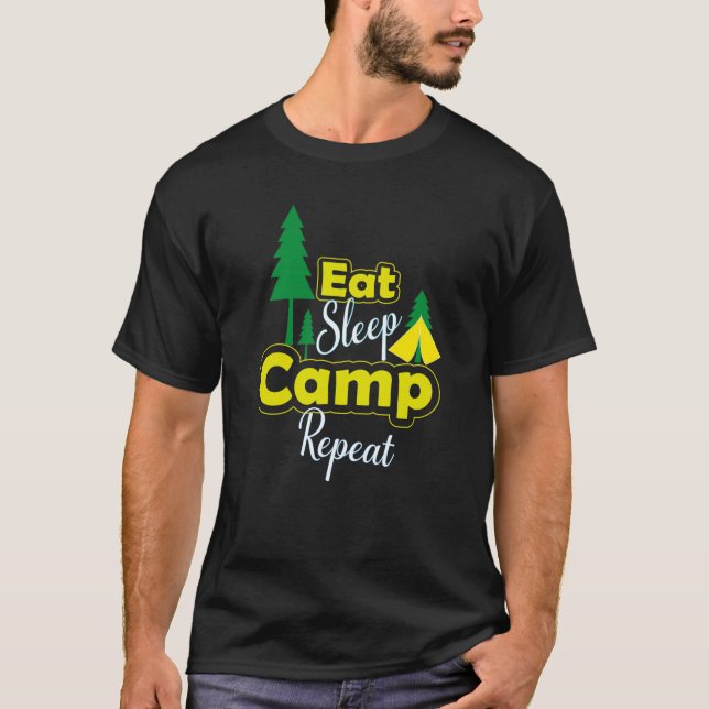 Eat sleep camp repeat funny T-Shirt (Front)