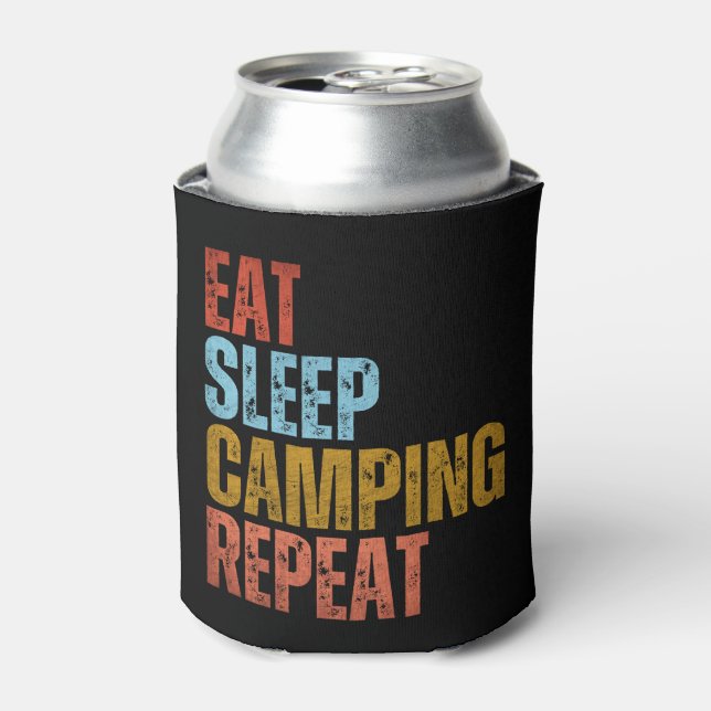 EAT SLEEP CAMPING REPEAT CAN COOLER (Can Front)